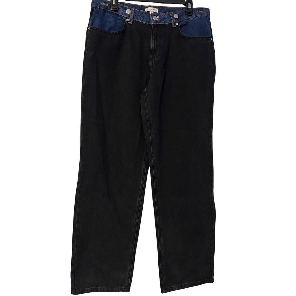 Gianni Bini Womens Black Blue Two Tone Straight Leg High Rise Jeans Size 26